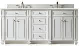 72 Inch Bright White Double Sink Bath Vanity Pearl Quartz