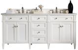 72 Inch Bright White Double Sink Bath Vanity Pearl Quartz