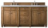 72 Inch Brown Double Sink Bathroom Vanity Carrara Marble