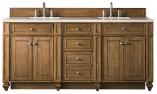 72 Inch Brown Double Sink Bathroom Vanity Marfil Quartz