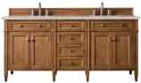 72 Inch Brown Double Sink Bathroom Vanity Silver Quartz