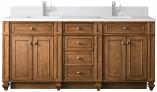 72 Inch Brown Double Sink Bathroom Vanity White Quartz Top