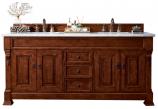 72 Inch Cherry Double Sink Bathroom Vanity Carrara Marble