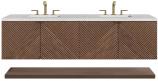 72 Inch Chestnut Wall Mounted Double Sink Vanity Quartz Top
