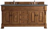 72 Inch Country Oak Double Sink Bathroom Vanity Bleu Quartz