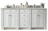 72 Inch Double Bathroom Vanity in Bright White Quartz Top