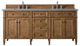 72 Inch Double Bathroom Vanity in Saddle Brown with Grey Top