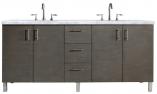 72 Inch Double Bathroom Vanity in Silver Oak Carrara Marble