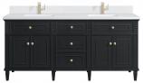 72 Inch Double Black Onyx Vanity with White Quartz Top