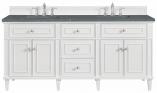 72 Inch Double Bright White Bathroom Vanity with Quartz Top