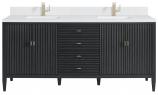 72 Inch Double Carbon Oak Bathroom Vanity with White Quartz