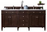 72 Inch Double Sink Bath Vanity in Mahogany Pearl Quartz Top