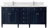 72 Inch Double Sink Bathroom Vanity in Blue White Quartz Top