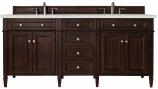 72 Inch Double Sink Bathroom Vanity in Mahogany with Quartz