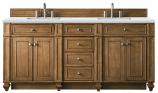 72 Inch Double Sink Bathroom Vanity in Saddle Brown Quartz