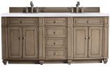 72 Inch Double Sink Bathroom Vanity in White Washed Walnut