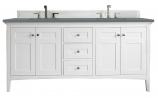 72 Inch Double Sink Bathroom Vanity in White Charcoal Quartz