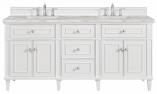 72 Inch Double Sink Bathroom Vanity in White Silver Quartz