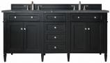 72 Inch Double Sink Black Bathroom Vanity Bleu Quartz Top