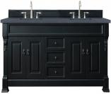 72 Inch Double Sink Black Bathroom Vanity Charcoal Quartz