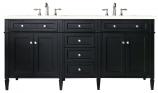 72 Inch Double Sink Black Bathroom Vanity Marfil Quartz Top