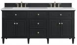 72 Inch Double Sink Black Onyx Bathroom Vanity White Quartz