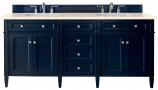 72 Inch Double Sink Blue Bathroom Vanity Marfil Quartz Top