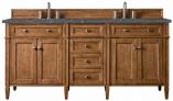 72 Inch Double Sink Brown Bathroom Vanity Bleu Quartz Top