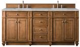 72 Inch Double Sink Brown Bathroom Vanity Silver Quartz