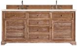 72 Inch Double Sink Driftwood Bathroom Vanity Marfil Quartz