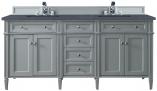 72 Inch Double Sink Gray Bathroom Vanity Charcoal Quartz Top