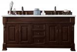 72 Inch Double Sink Mahogany Bathroom Vanity Quartz Stone