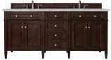 72 Inch Double Sink Mahogany Bathroom Vanity Silver Quartz