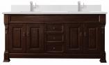 72 Inch Double Sink Mahogany Bathroom Vanity White Quartz