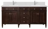 72 Inch Double Sink Mahogany Bathroom Vanity White Quartz