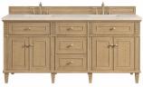 72 Inch Double Sink Vanity in Light Oak with Marfil Quartz