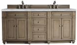 72 Inch Double Sink Walnut Bathroom Vanity Silver Quartz