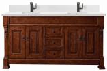 72 Inch Double Sink Warm Cherry Bathroom Vanity White Quartz