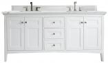 72 Inch Double Sink White Bathroom Vanity Noctis Quartz