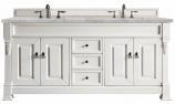 72 Inch Double Sink White Bathroom Vanity Silver Quartz