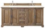 72 Inch Driftwood Double Sink Bathroom Vanity Marfil Quartz