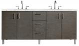 72 Inch Dual Mount Silver Oak Double Sink Bathroom Vanity