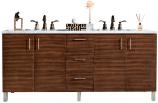 72 Inch Dual Mount Walnut Double Sink Vanity Pearl Quartz