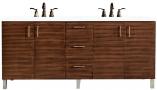 72 Inch Dual Mount Walnut Double Sink Vanity White Quartz