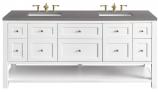 72 Inch Farmhouse White Double Bathroom Vanity with Grey Top
