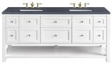 72 Inch Farmhouse White Double Bathroom Vanity with Outlets