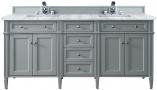 72 Inch Gray Double Sink Bathroom Vanity Carrara Marble Top