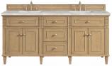 72 Inch Light Oak Double Sink Bath Vanity Silver Quartz Top