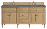 72 Inch Light Oak Double Sink Bathroom Vanity Bleu Quartz