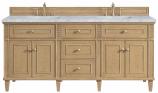 72 Inch Light Oak Double Sink Bathroom Vanity Carrara Top